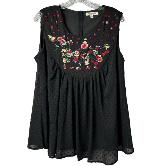 Tantrums Sleeveless Floral Embroidered Romantic Whimsygoth Top M (2805) - Picture 1 of 5